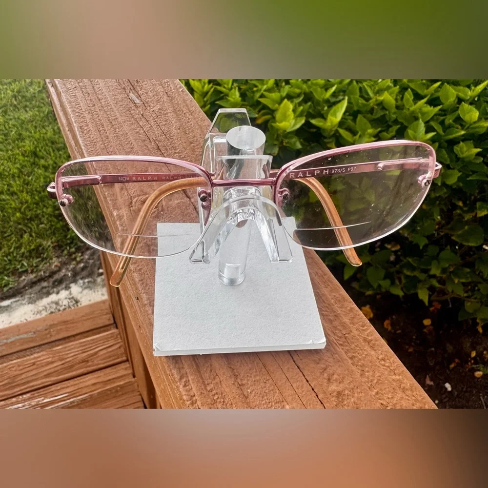 Ralph Lauren Eyeglass Frame Only Metallic Pink Oval 973/S P5Z Half Rim 52-18-135